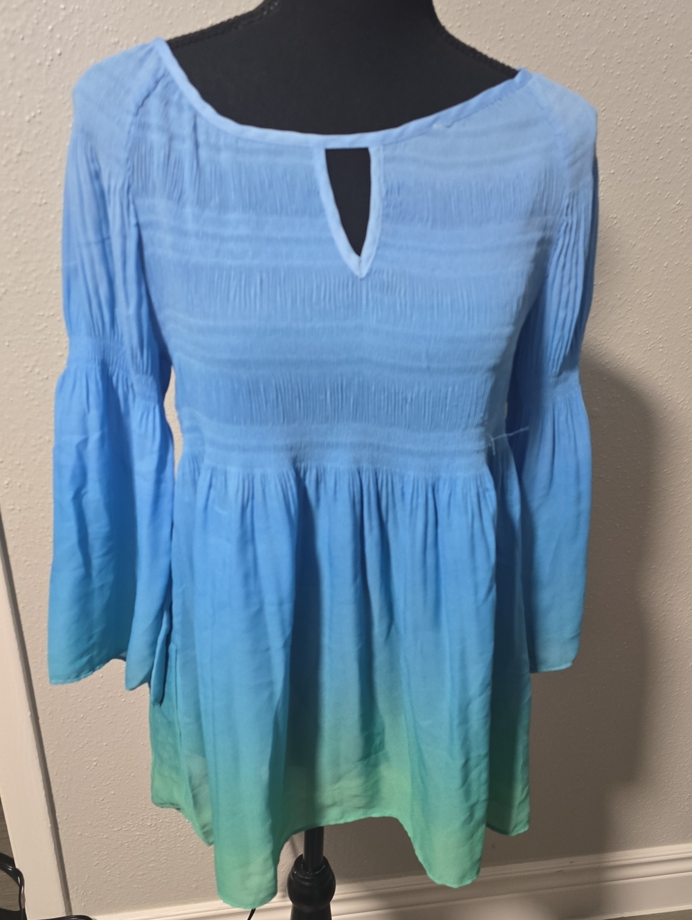 Spense Blue to Green Ombre Peasant Tunic